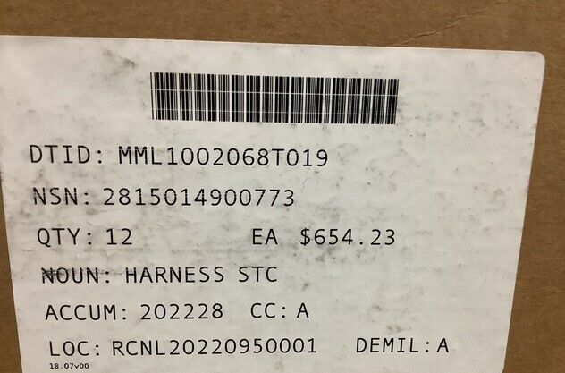 GENUINE Cummins 4000633 Wiring Harnesses Stc NSN 2815-01-490-0773