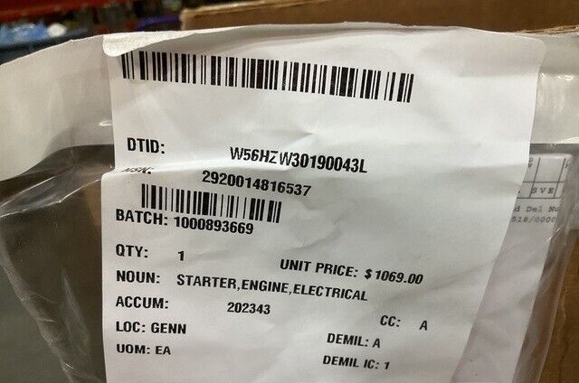 ELECTRICAL ENGINE STARTER 24V 3965282 3908594 CV164832H 2920-01-481-6537 USA