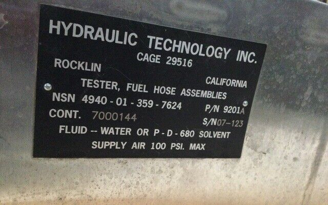 GROUND SUPPORT EQUIPMENT HYDRAULIC 9201A HOSE ASSEMBLY TESTER 4940-01-359-7624