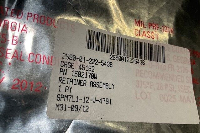 HEMTT QUICK RELEASE RETAINER ASSEMBLY RH SIDE 12542926 1502170W 2590-01-222-5436