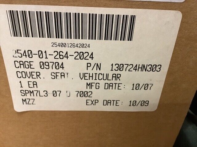 HET HEMTT FAMILY PLS TRUCK 130724HN30 13074 COVERED SEAT BACK 2540-01-264-2024