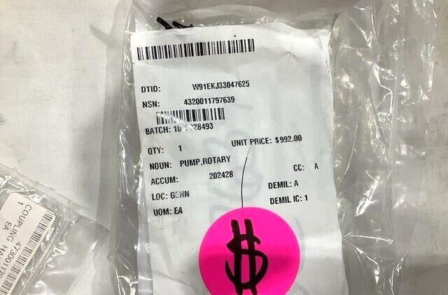 USGI MILITARY PARKER 12284468 CLOCKWISE ROTARY PUMP 4320-01-179-7639 NOS