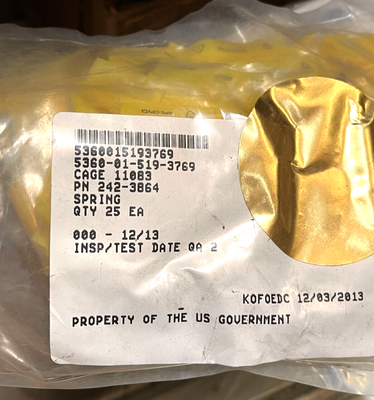 (2) CAT OEM SPRINGS FOR MRAP, STRYKER, LAV 242-3864 2423864 5360-01-519-3769