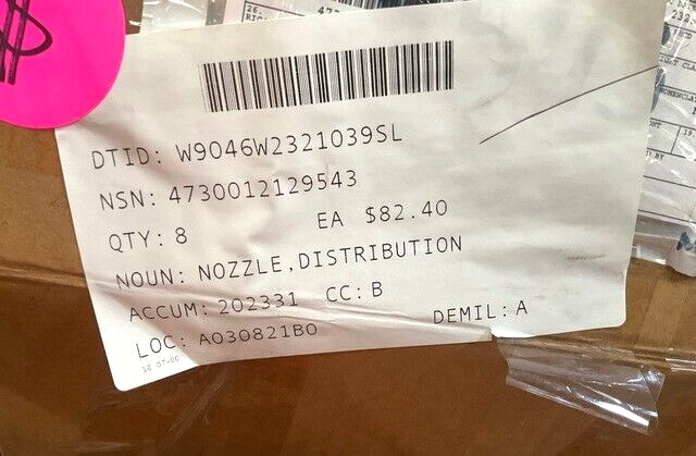 1EA CECOM 13226E1707 WATER DISTRIBUTION NOZZLES 811PW-5116 4730-01-212-9543 NOS