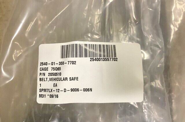 M1070 TRUCK OSHKOSH 2050510 3 PT RR SEAT BELT 1854040 F07584 2540-01-355-7702