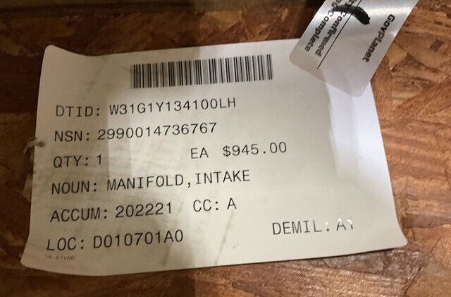 CAT 1443468 INTAKE MANIFOLD FITS MILITARY STRYKER FIGHTNING VEHICLE, DEUCE DV100