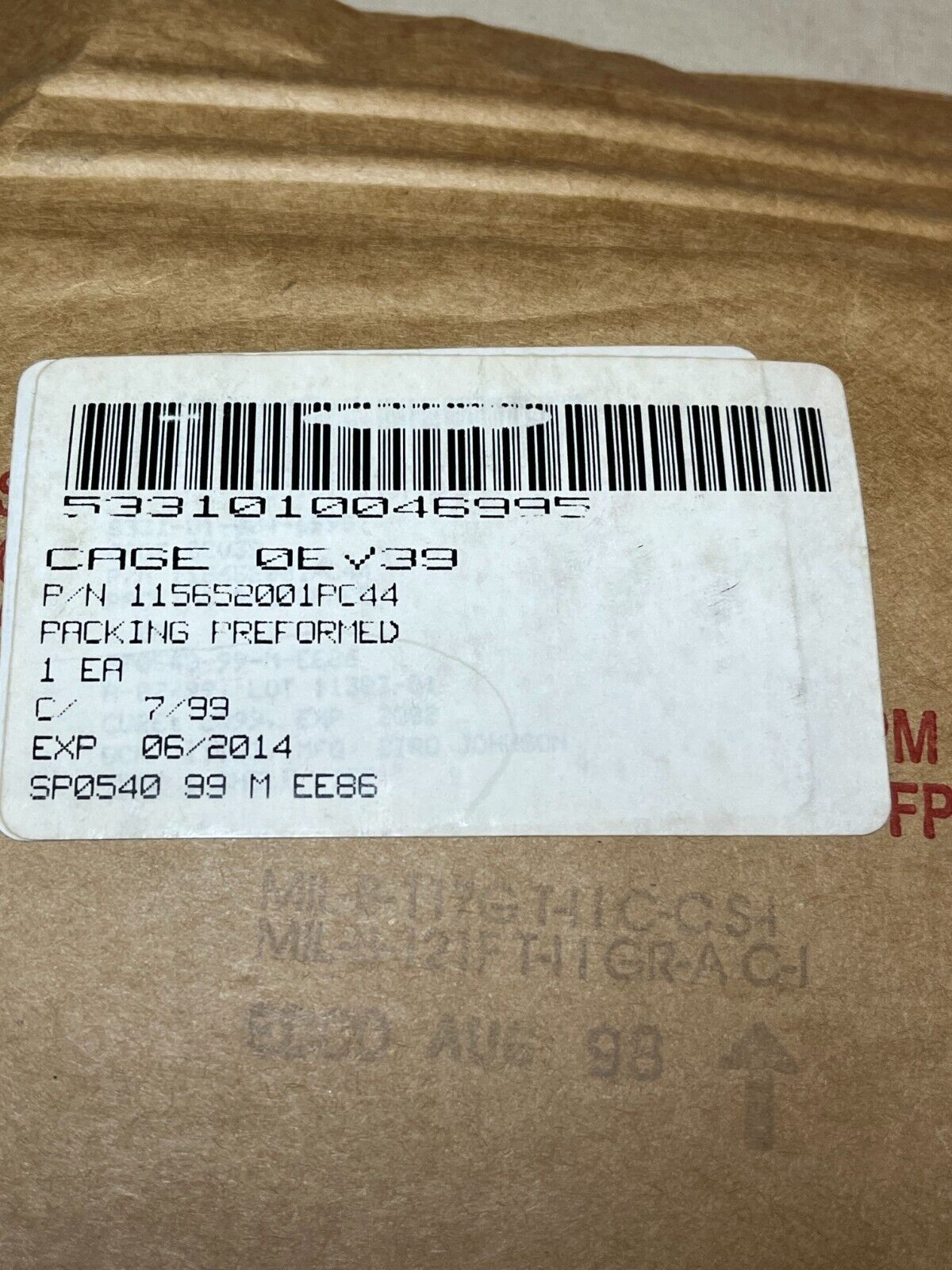 TIM TUSING ENTERPRISES 115652001PC44 O-RING 0-12-1-27 O-10-1-30 5331-01-004-6995
