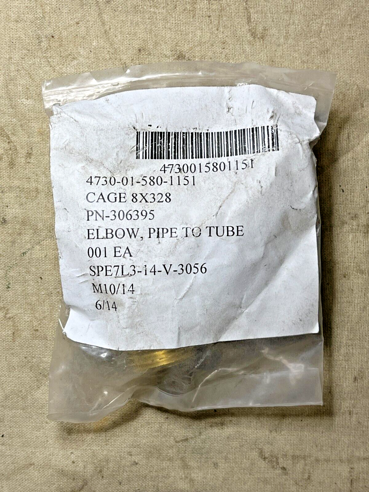 MRAP - COUGAR 3063935 PIPE TO TUBE ELBOW, FTG 90 NPT 1/2 CR-B 4730-01-580-1151
