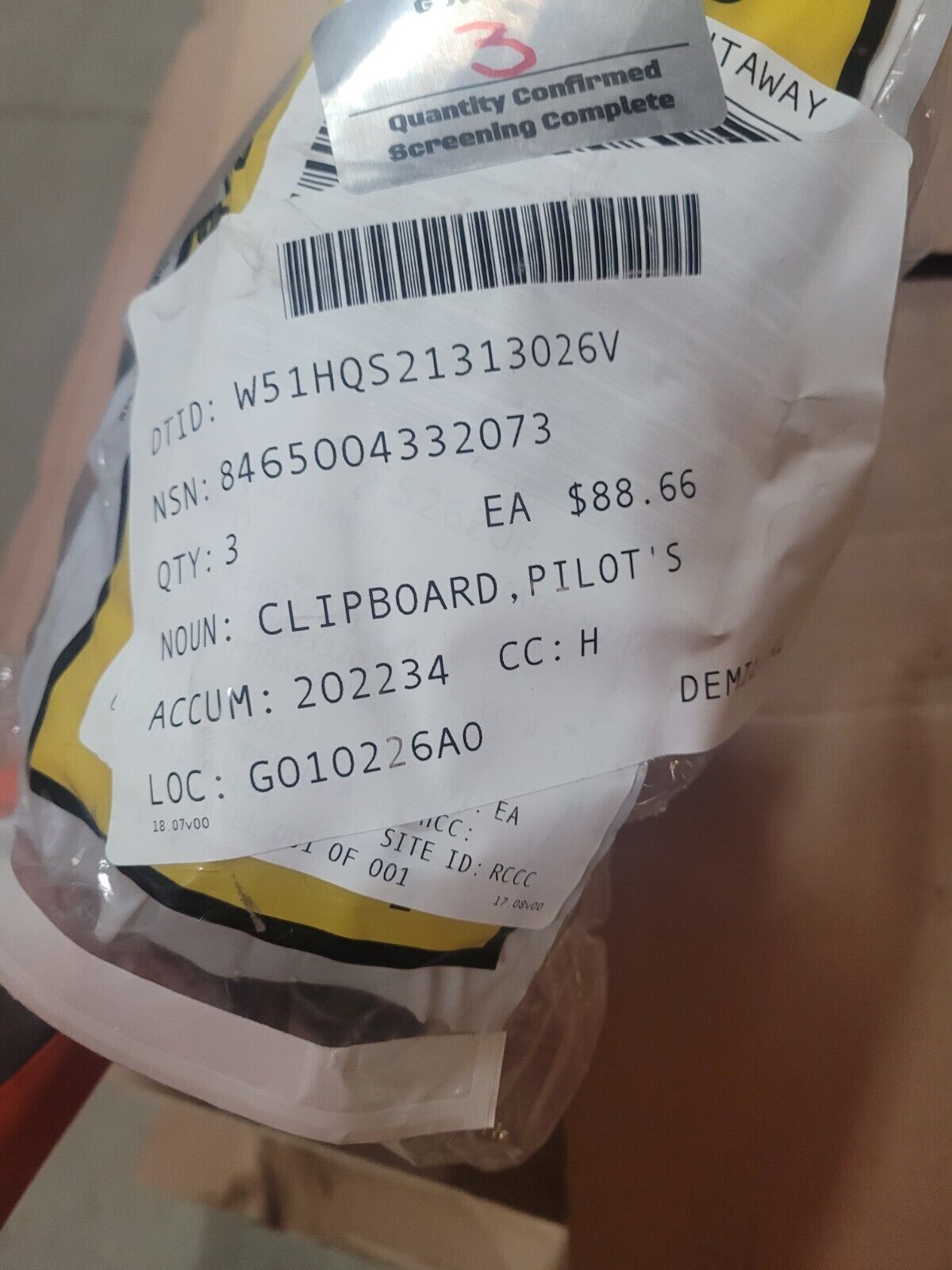 MXU-163/P TYPE PILOT'S CLIPBOARD NSN 8465-00-433-2073 MXU-163 kneeboard