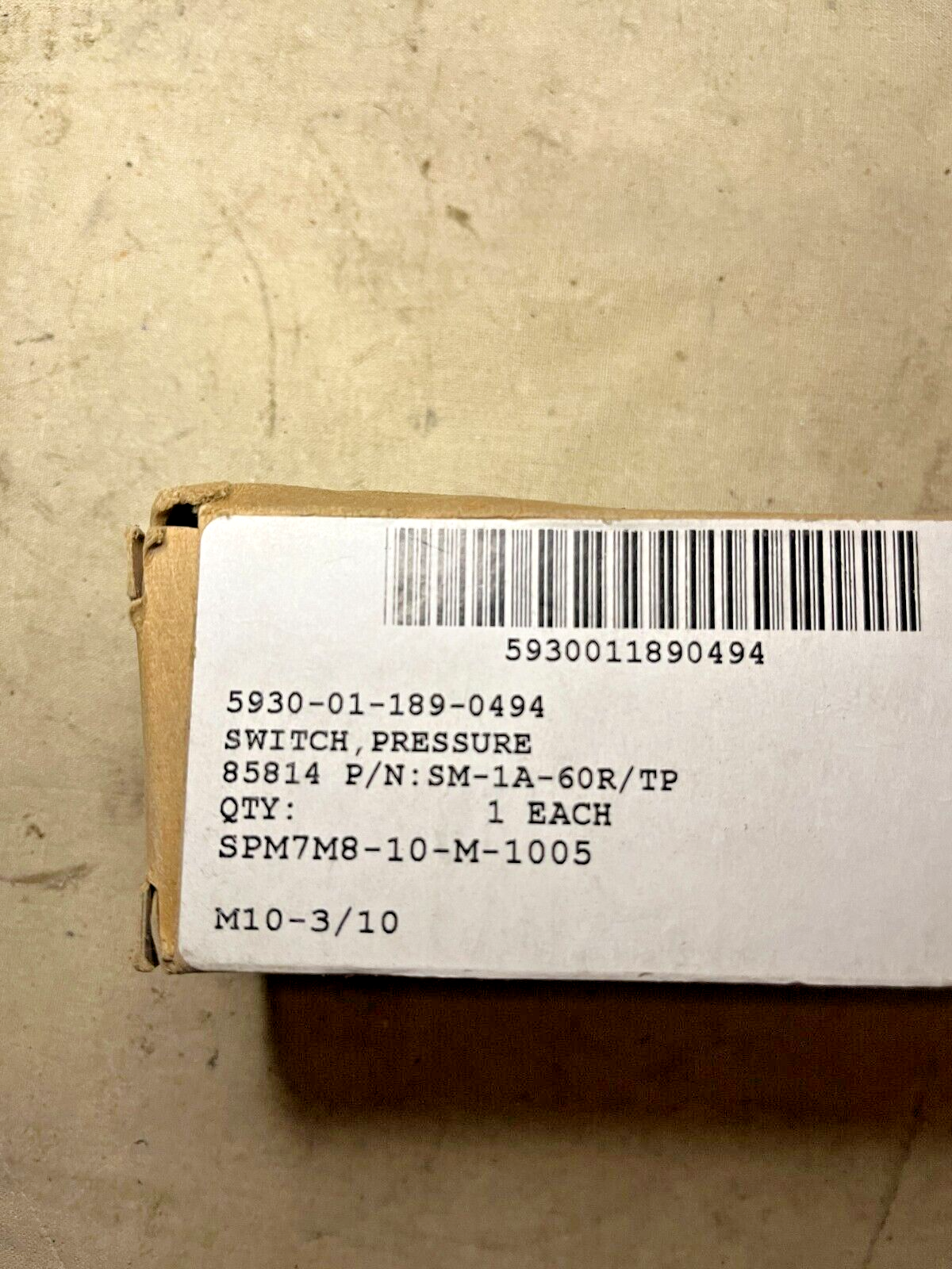 M939 SERIES 5 TON TRUCK 12375453 LOW AIR PRESSURE SWITCH 5930-01-189-0494 NOS