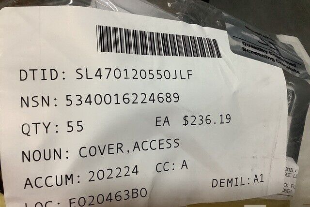 John Deere FXB00000921 Access Cover 015975671 NSN 5340-01-622-4689