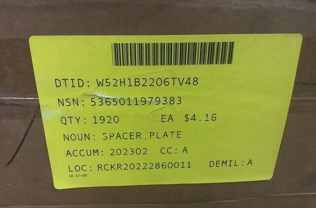 1EA M998 HMMWV X-DOOR ROTARY SPACER PLATE 5584299 12339381 5365-01-197-9383