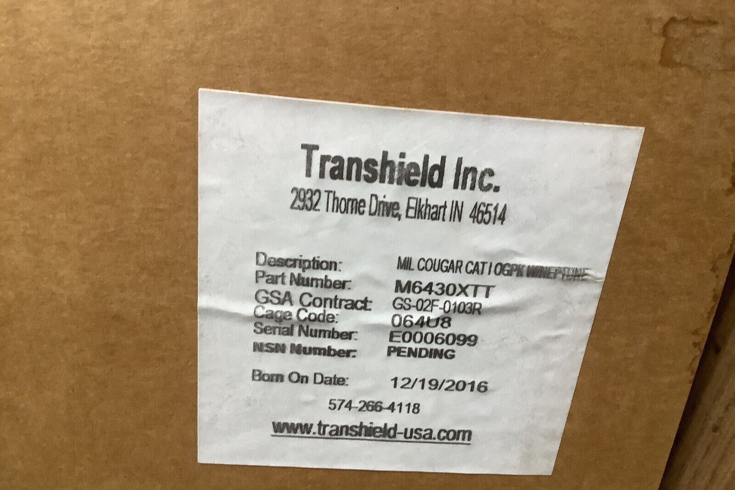 MRAP-COUGAR CAT 1 DAILY COVER KIT, TARPAULIN M6430XTT 2540-01-650-6381 USA-STOCK
