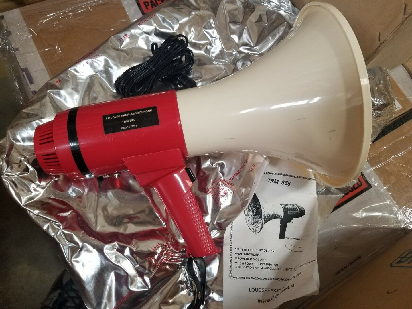 Vintage 25 Watt Megaphone W/ Foghorn 5965-00-790-2441 Heavy Duty Military