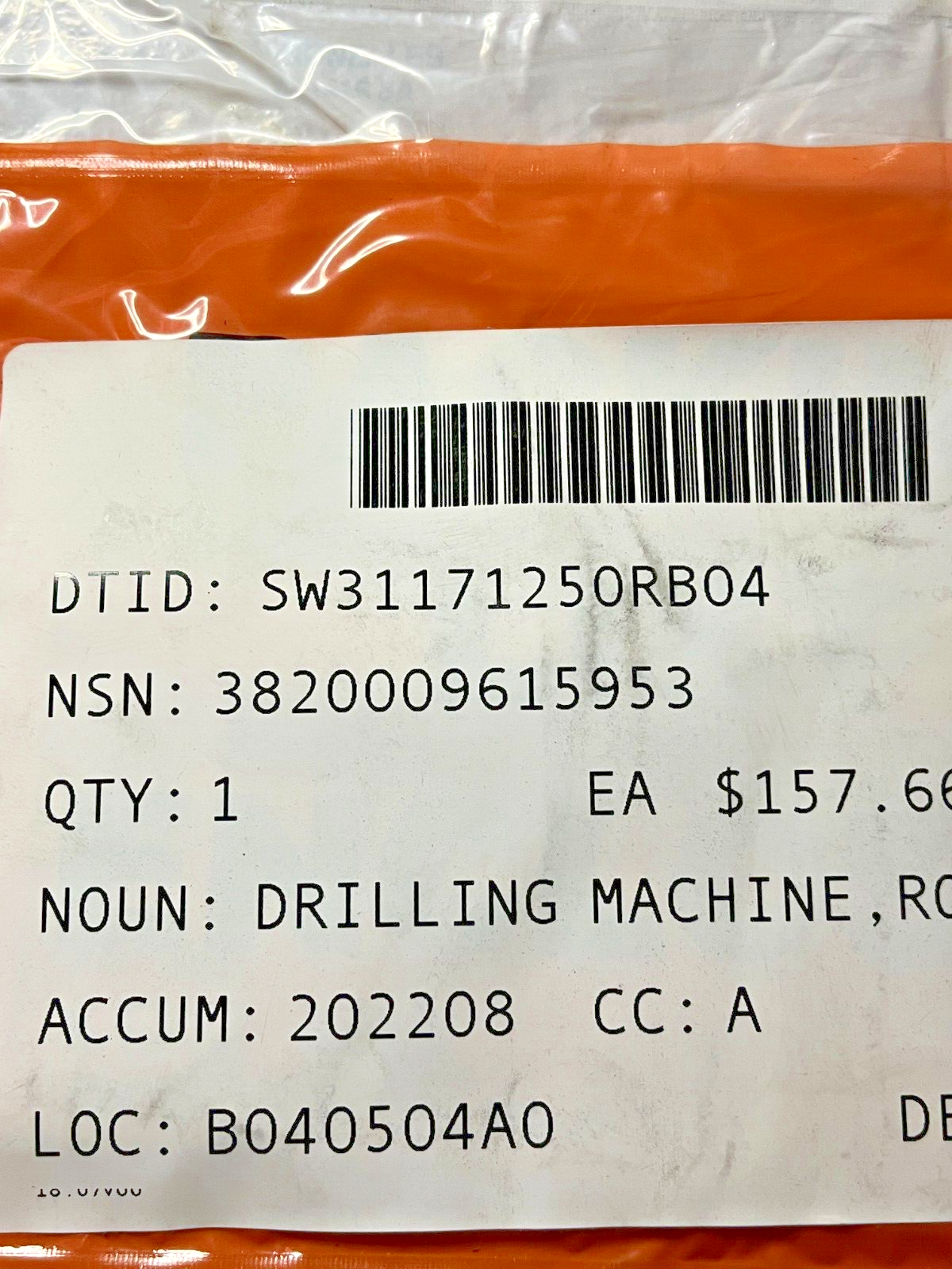 E2-D ROTARY DRIVEN DRILLING MACHINE TIP SK562465 3820009615953 3820-00-961-5953