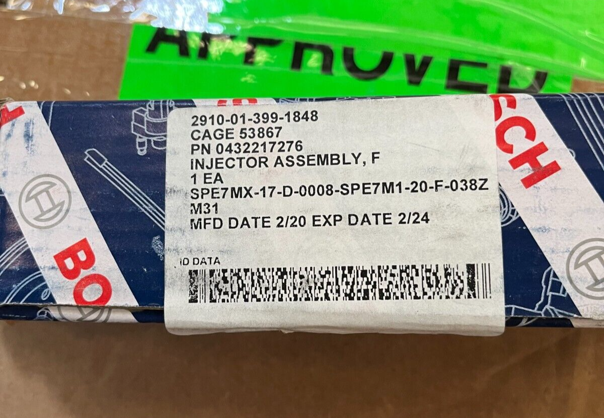 BOSCH HMMWV HUMMER 432217276 6.5L TURBO FUEL INJECTOR ASSY 10233973 5743223