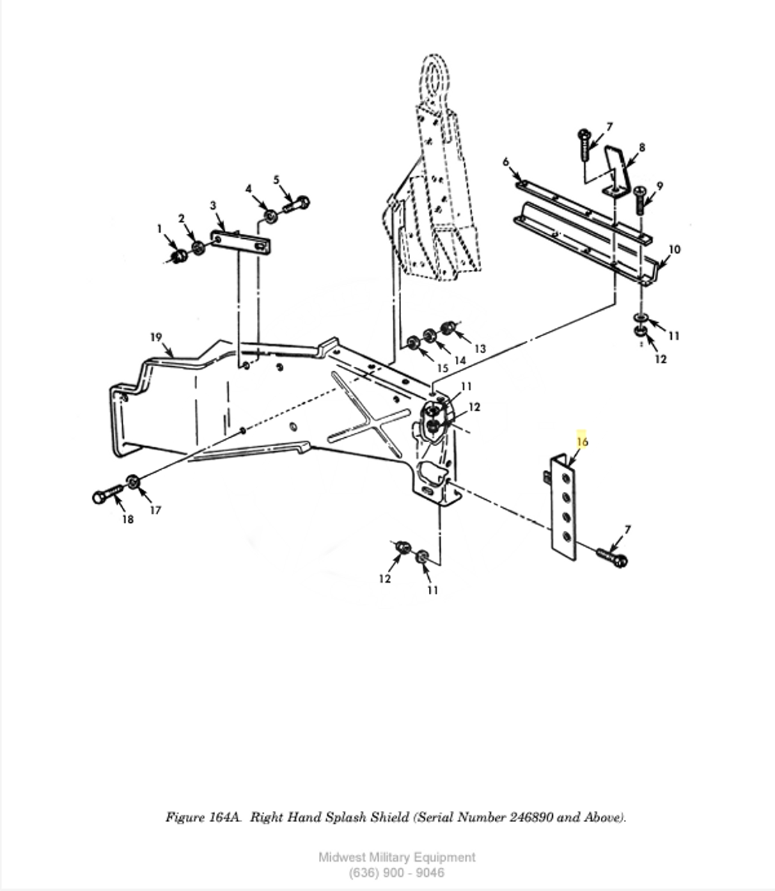 HMMWV HUMMER H1 12469027 BRACKET, SPLASH  SHIELD RH RCSK17573 5340-01-432-4879