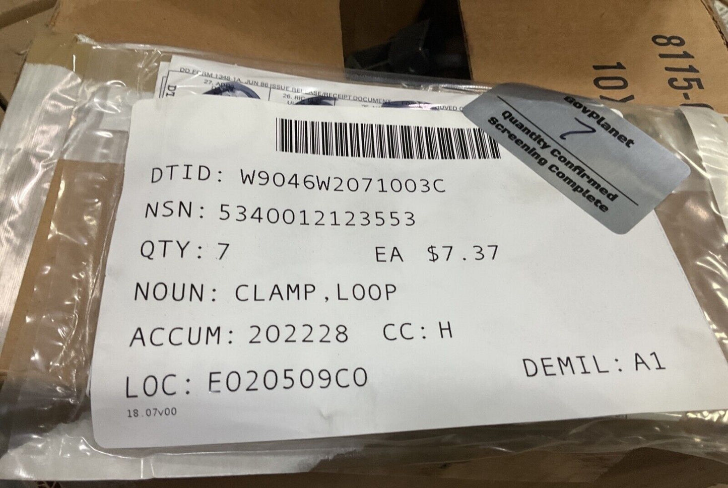 HMMWV M998 2 PLAIN U BOLT CLAMP, LOOP 12338343-1 5584414 5340-01-212-3553