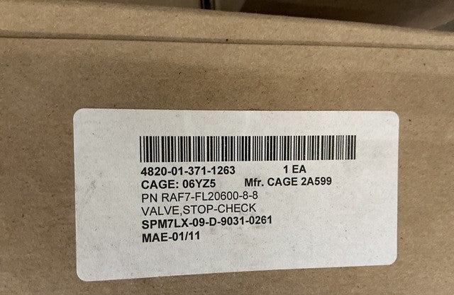 Stop-check Valve RAF7-FL20600-8-8 NSN 4820-01-371-1263 - photo 5