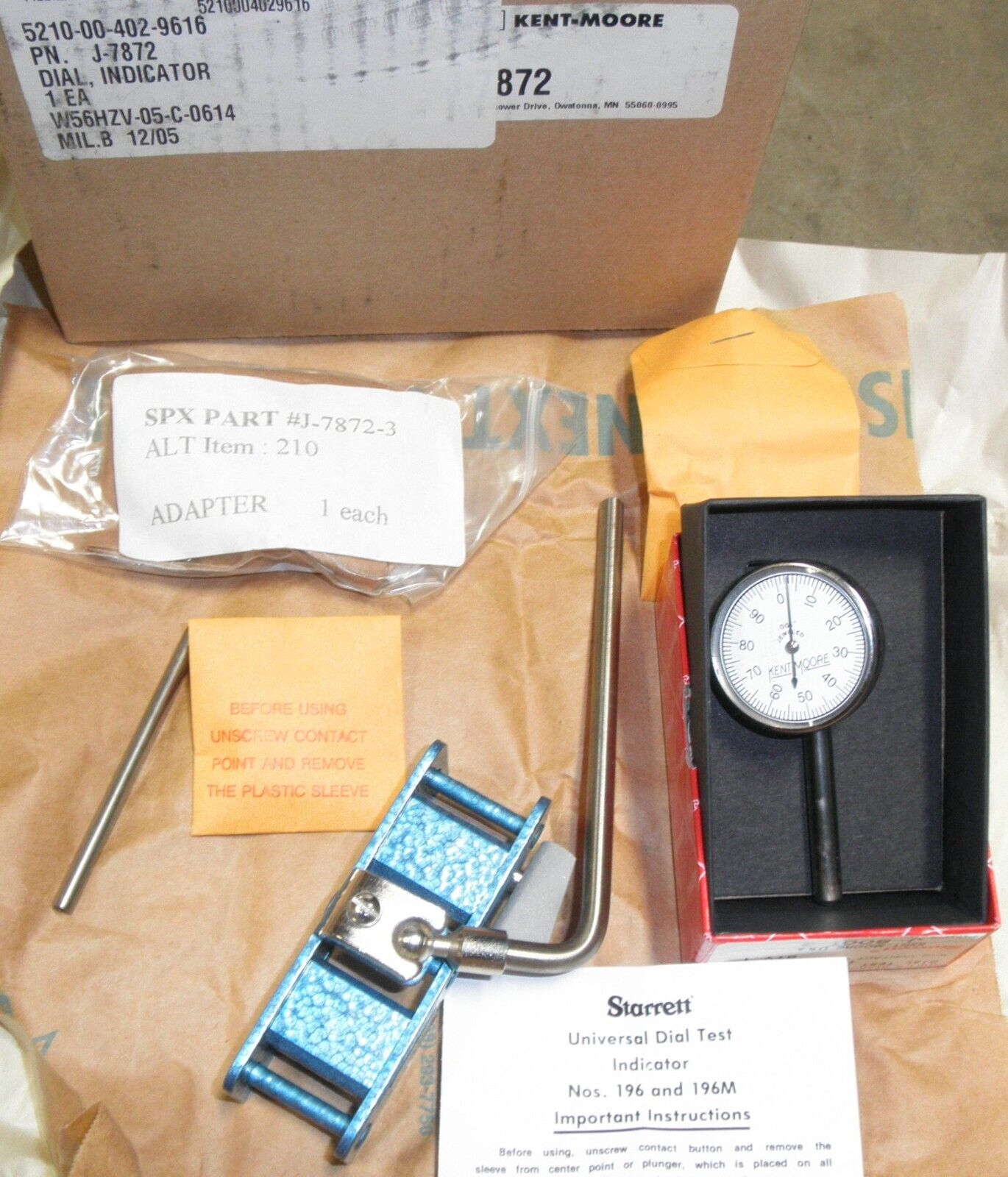 DETROIT DIESEL 53,V-53,71,V-71,110 ENGINE DIAL INDICATOR J-7872 5210-00-402-9616