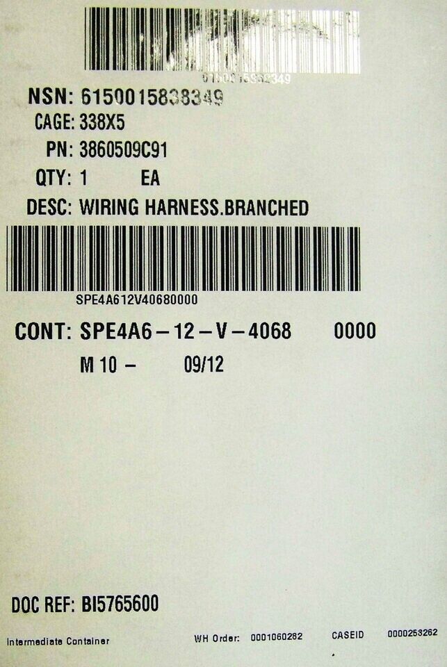 MRAP MAXXPRO DASH NAVISTAR 3860509C91 HVAC WIRING HARNESS 6150-01-583-8349