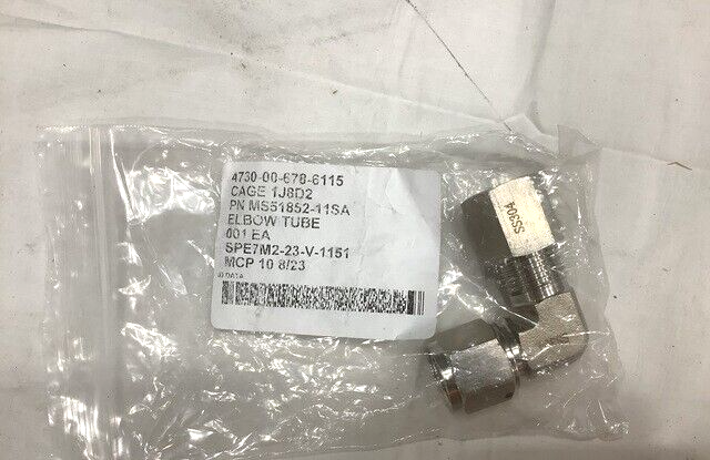 USGI MILITARY MS51852-11SSA ELBOW TUBE 9100608 8C6BUSS 4730-00-678-6115