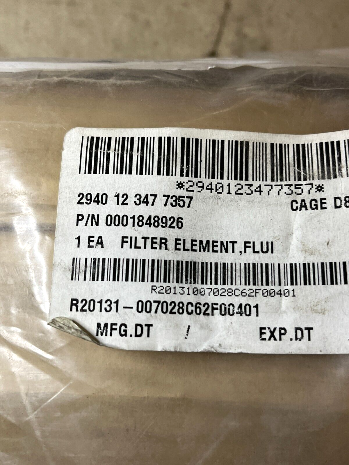 MTU 16V396 TB94 ENGINE 0001848926 FILTER ELEMENT FLUID 2940-12-347-7357