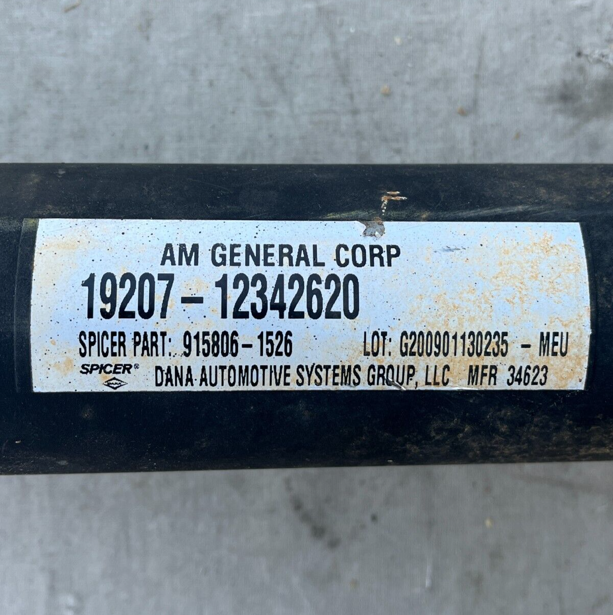 USED M998 HMMWV AM GENERAL PROPELLER SHAFT & U-JOINT 12342620-1 2520-01-423-5120