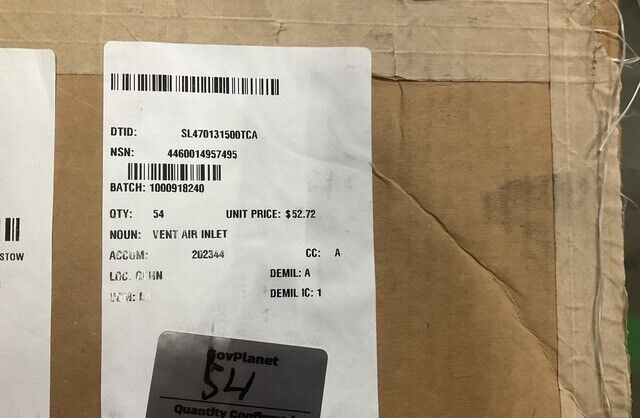 USGI MILITARY 640987 HEAVY DUTY VENT AIR INLET 4460-01-495-7495 USA-STOCK