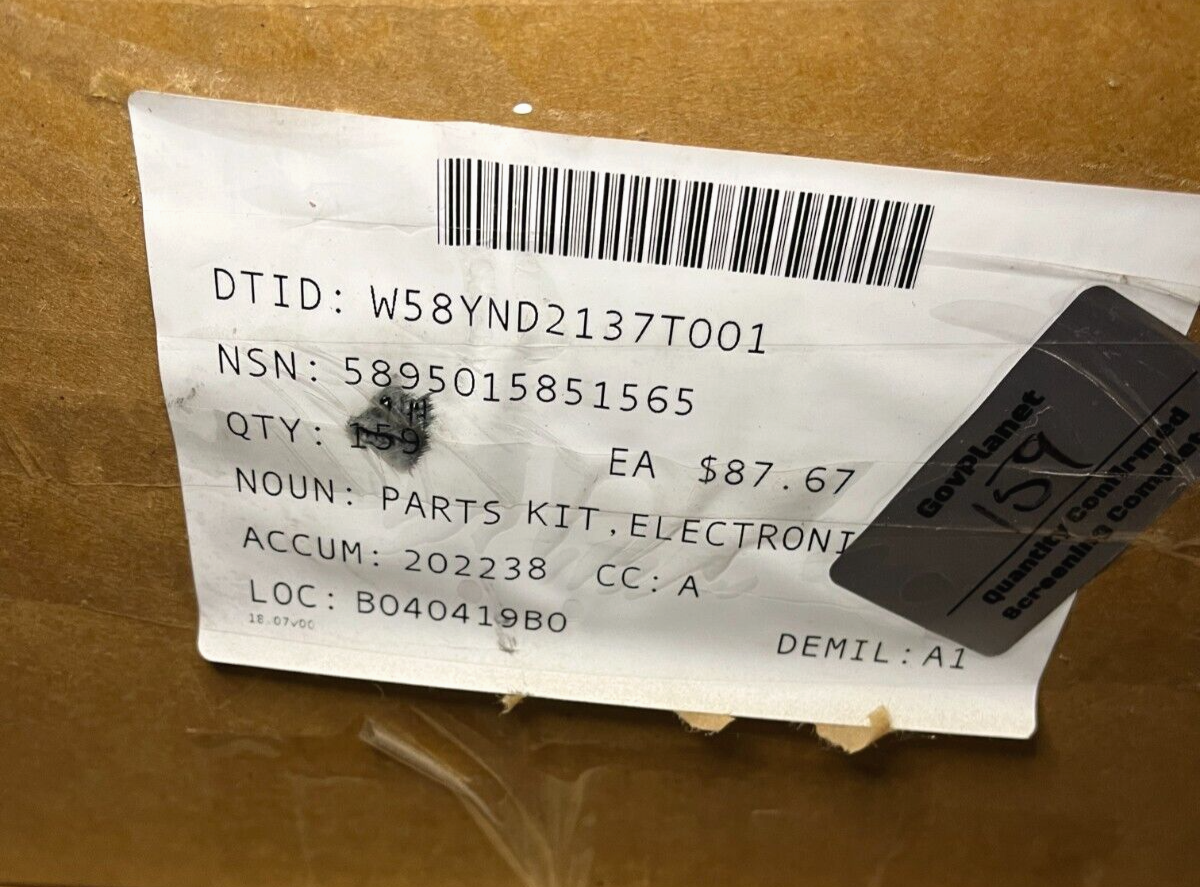 CHS-III R-PDA-57 ELECTRONIC EQUIPMENT PARTS KIT 96-2801359-1 5895-01-585-1565