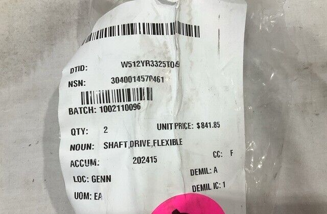 BFVS BRADLEY FIGHTING VEHICLE 12976082-2 FLEXIBLE DRIVE SHAFT 3040-01-457-0461