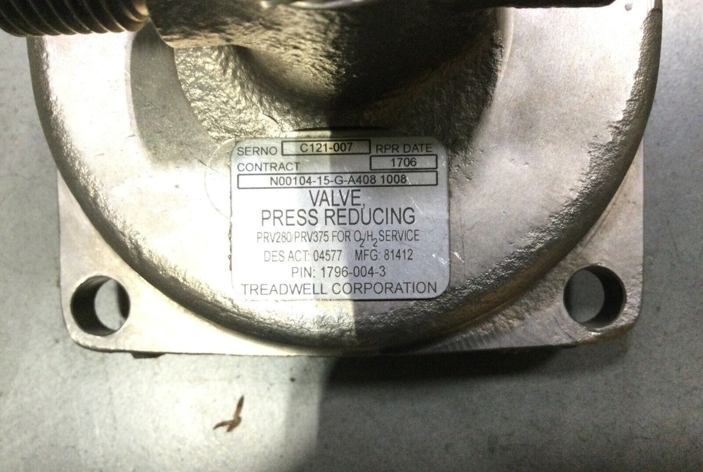 TREADWELL 1796-004-3 PRESS REDUCING CONTROL VALVE 1796-004-1 3655-00-587-7554