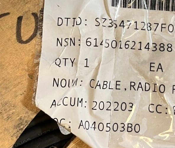 COMPLETE SPOOL OF GAMMA VACUUM RADIO FREQUENCY CABLE 360273 6145-01-621-4388