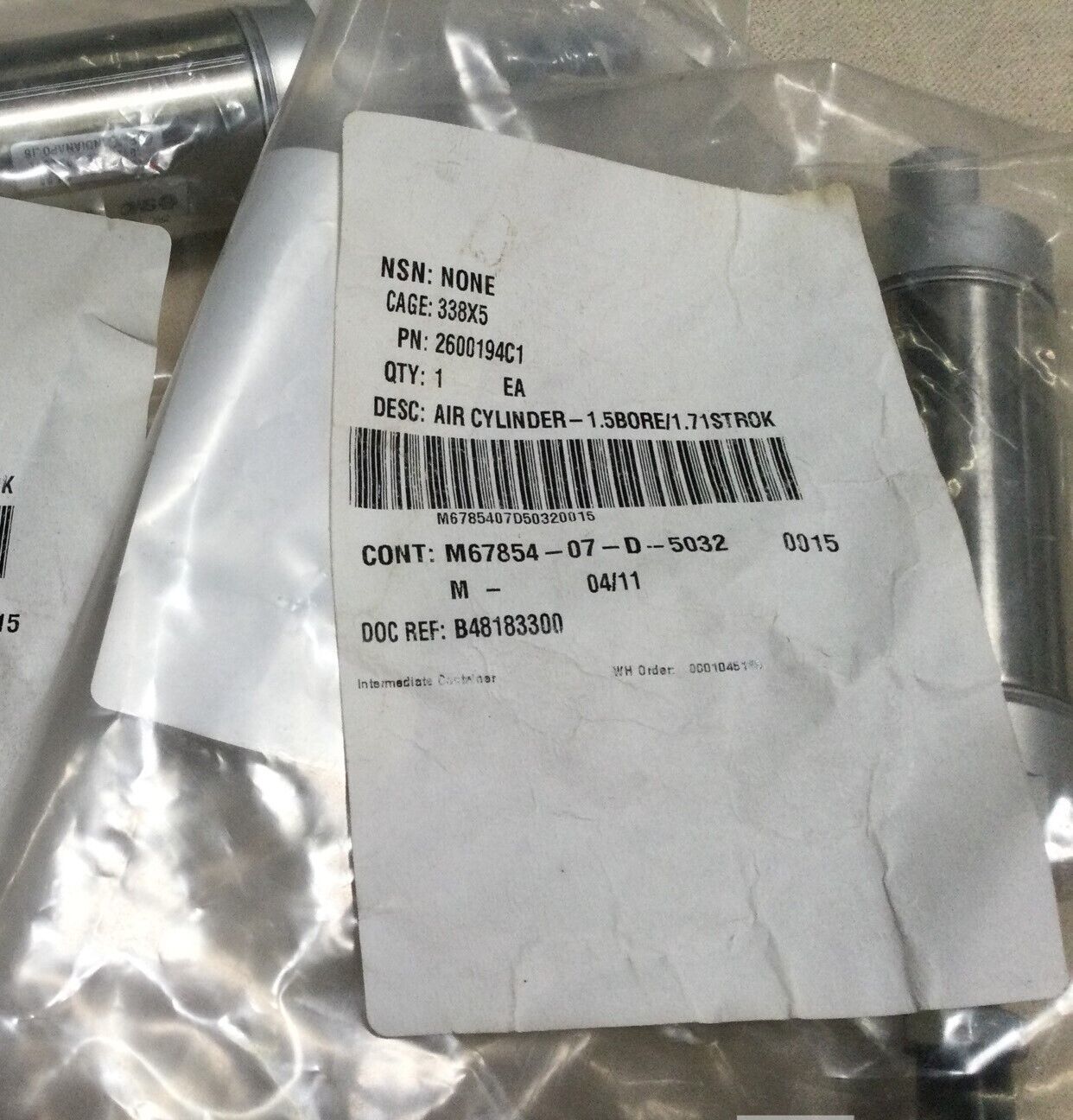 NEW SMC NCMC150-0175, AIR CYLINDER-1.5BORE/1.71STROK 2600194C1
