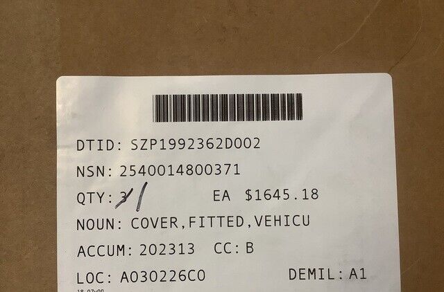MTVR MK23 MK25 7T 6X6 5T M939 14FT CAMO FITTED COVER 3213613 2540-01-480-0371 US