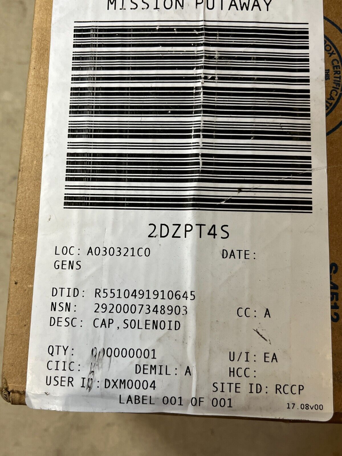 HEAVY DUTY ELECTRIC PARALLEL MAGNETIC SWITCH, CAP SOLENOID 24V 2920-00-734-8903