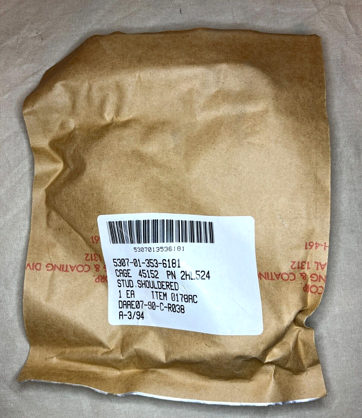 5307-01-353-6181 SHOULDERED STUD 2HL524 / E75503712 / SA75503712 HET M1070
