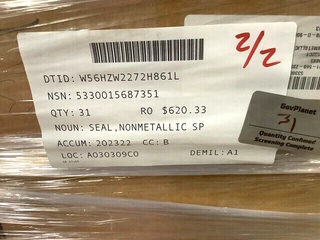 MRAP NAVISTAR DEFENSE 3835432C1 NONMETALLIC SPECIAL SHAPED SEAL 5330-01-568-7351