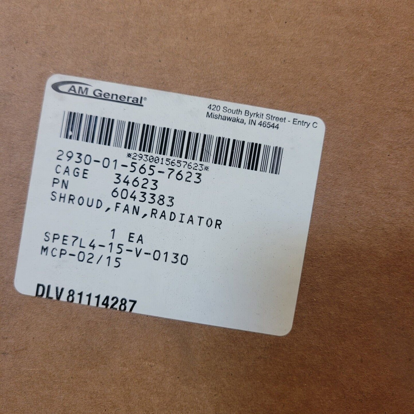 AMG UPPER HALF GFD M1151A1, HMMWV AM GENERAL 6043383 RADIATOR FAN SHROUD