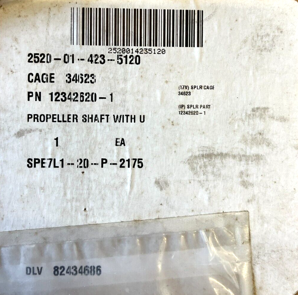 USED M998 HMMWV AM GENERAL PROPELLER SHAFT & U-JOINT 12342620-1 2520-01-423-5120