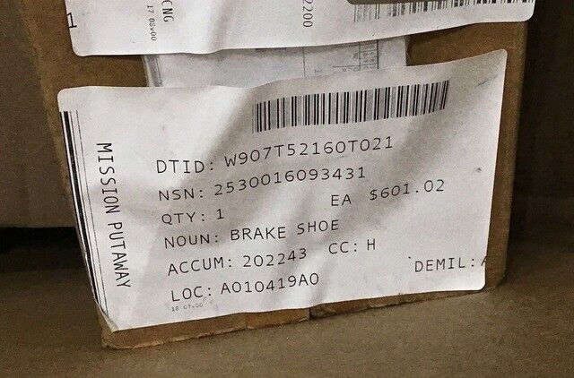 M172 LOW BED, SEMI-TRAILER 8687060 BRAKE SHOE ASSEMBLY 2530-01-609-3431