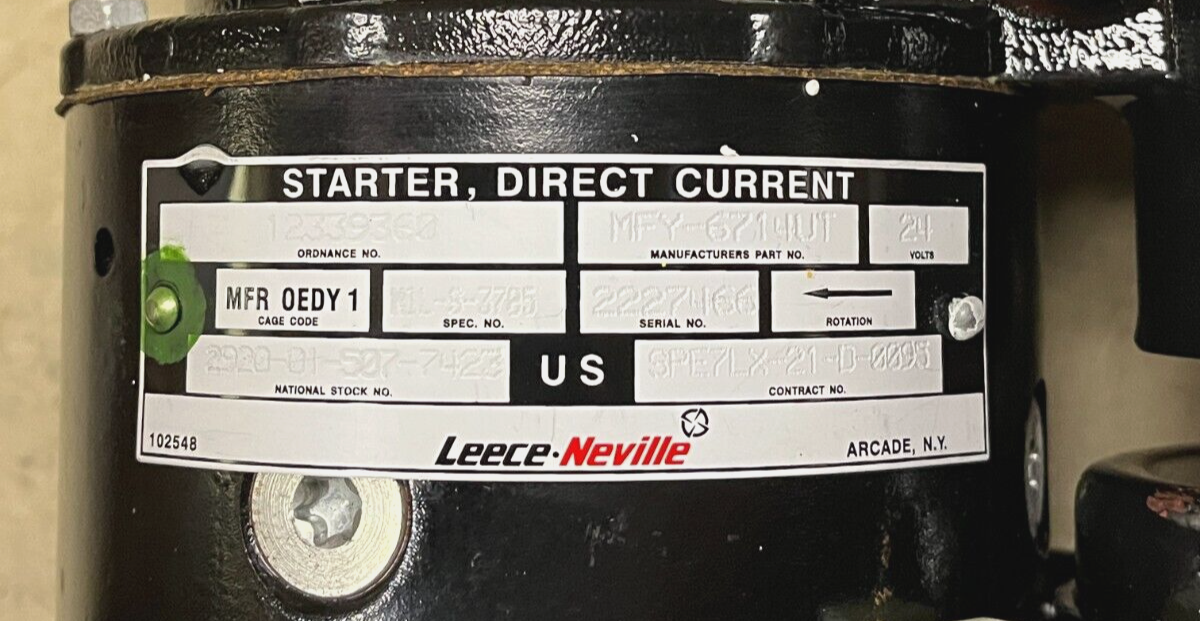 HMMWV M998 STARTER 6.2 HUMMER HUMVEE 24 Volt Z.6711UT 2920-01-507-7423
