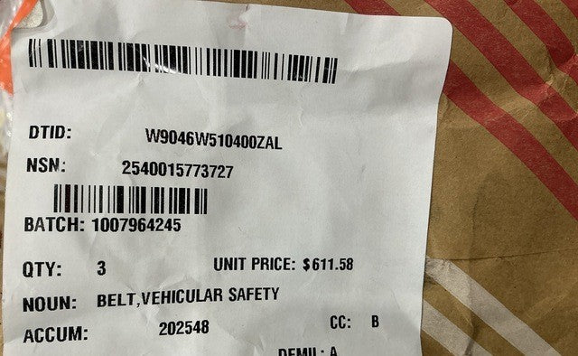 Safety Belt F104117 NSN 2540-01-577-3727 - photo 9