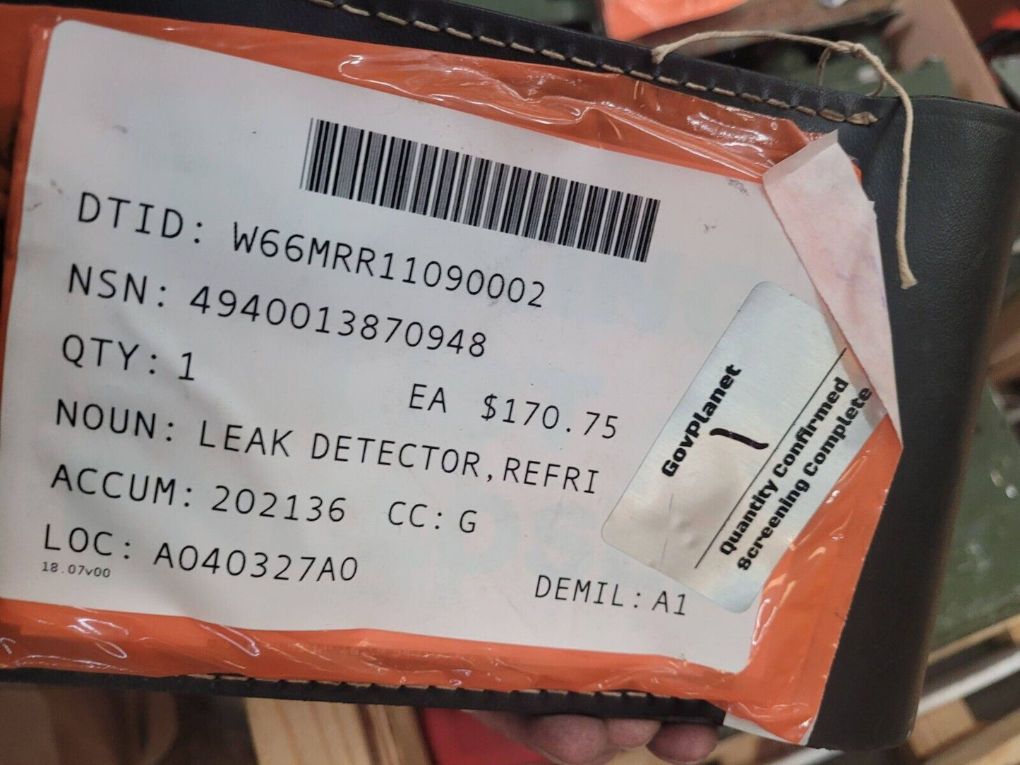 SPX REFRIGERANT GAS LEAK DETECTOR 4940-01-387-0948 TRUCK, M-915 SERIES, M-916A1