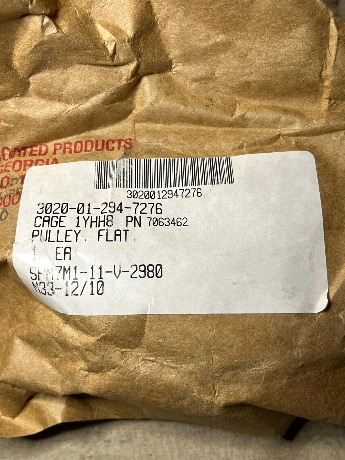 TRUCK FORKLIFT 6000LB JLG TRAK 7063462 1000M FLAT PULLEY 3020-01-294-7276 NOS