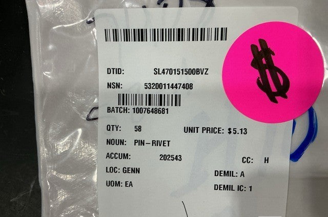 Pin-rivet F/A-18F NSN 5320-01-144-7408 - photo 2