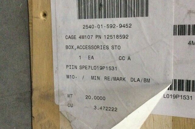 HMMWV STEEL STOWAGE ASSY, EVAPORATOR, TOW 12518592 2540-01-592-9452