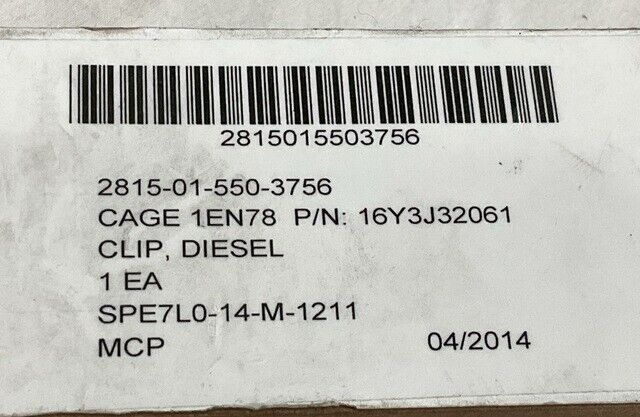 PAXMAN DIESEL ENGINE MAN 16Y3J32061 HEAVY DUTY DIESEL CLIP 2815-01-550-3756