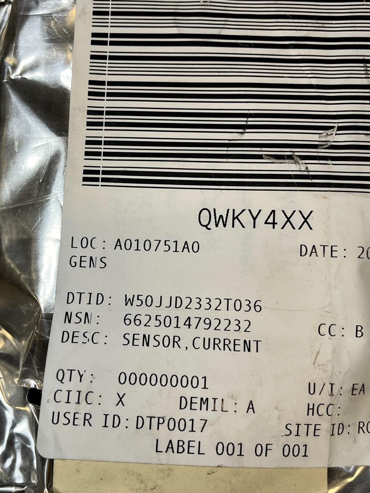 M FSG 5930Z01-072.119 ROPE LENGTH SENSOR FITS RT 240, DVD 6625-01-479-2232