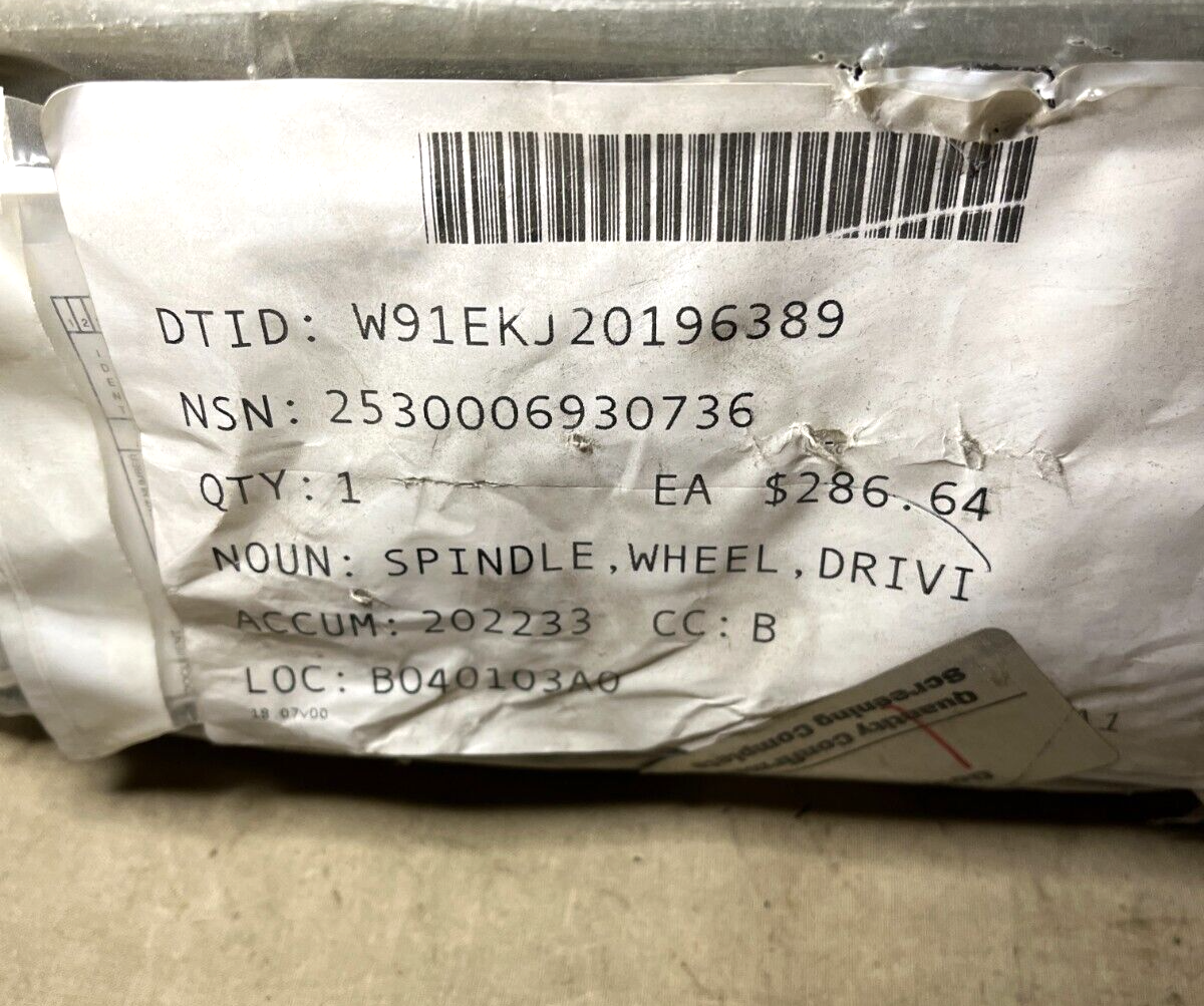 M332 1 1/2-TON, 2-WHEEL TRAILER 12259828 8331539 WHEEL SPINDLE 2530-00-693-0736